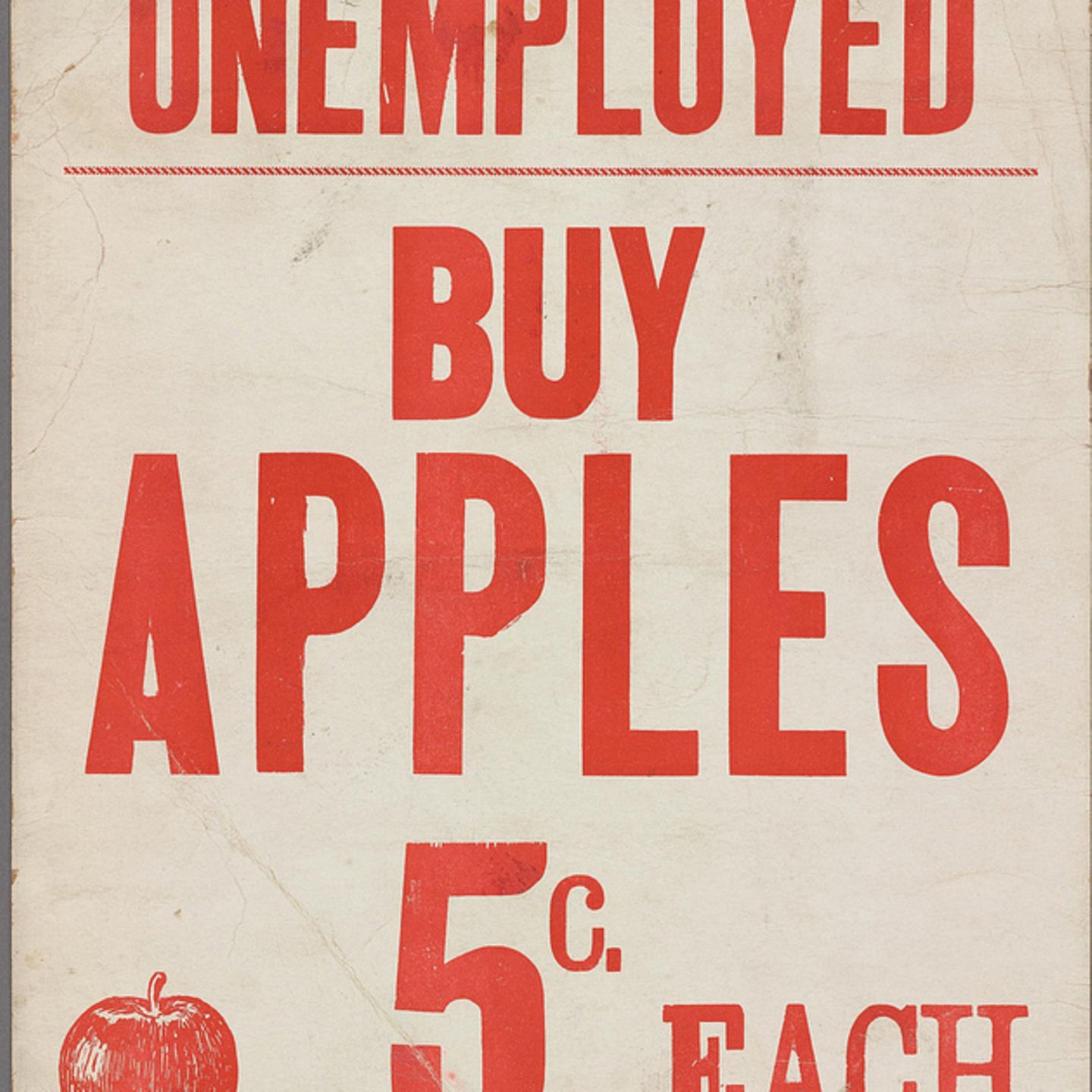 Werbeschild der Großen Depression 1930