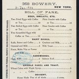 Speisekarte von 1906