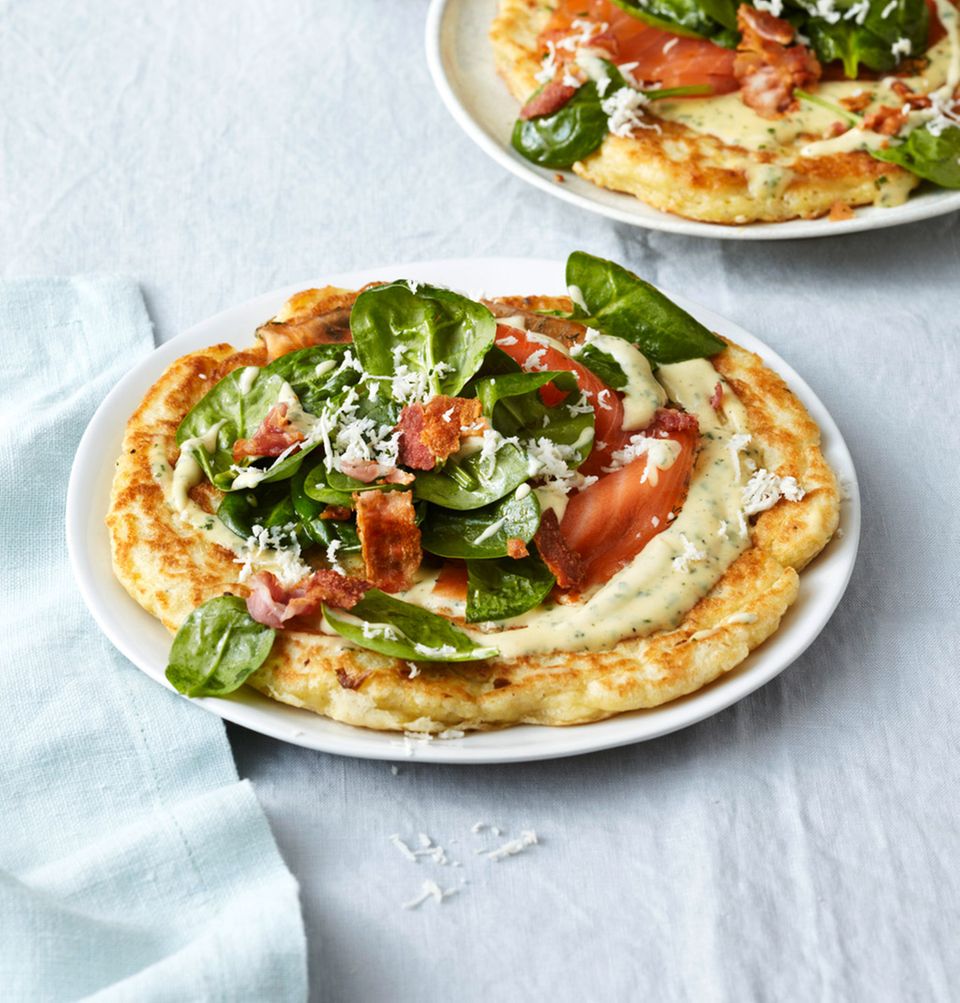 Kartoffelpfannkuchen mit Spinat Kartoffelpfannkuchen mit Spinat