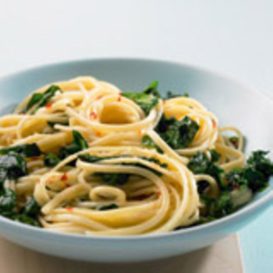 Aglio Olio mit Blattspinat Aglio Olio mit Blattspinat