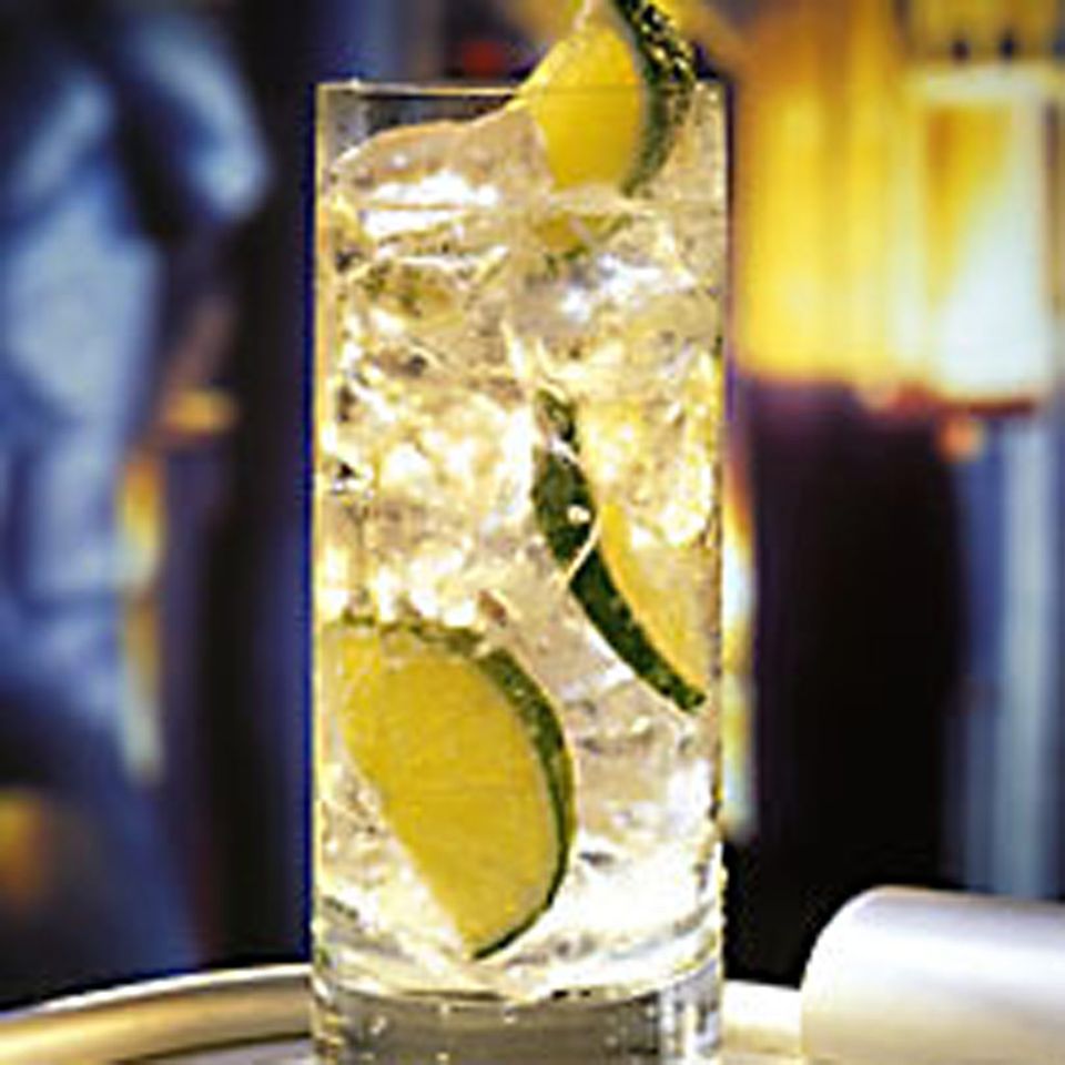Gin Tonic mit viel Eis und Limetten Gin Tonic mit viel Eis und Limetten