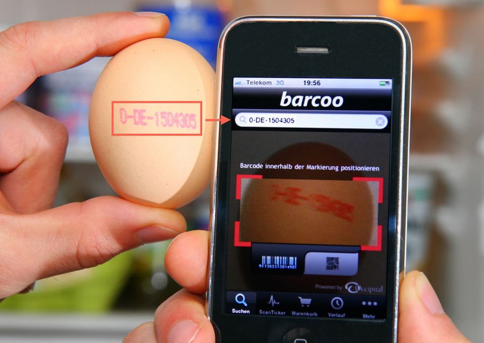 Über die Eingabe der Erzeugercodes soll die Smartphone App "Barcoo" dioxinverseuchte Eier identifizieren Über die Eingabe der Erzeugercodes soll die Smartphone App "Barcoo" dioxinverseuchte Eier identifizieren