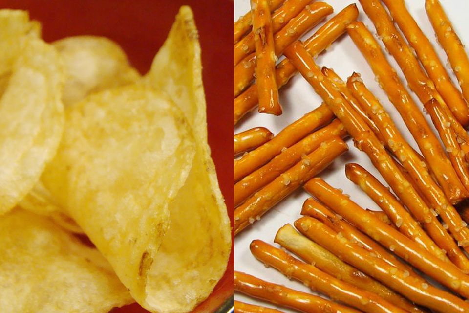 Gegenüber Chips kann man mit Salzstangen viele Kalorien sparen