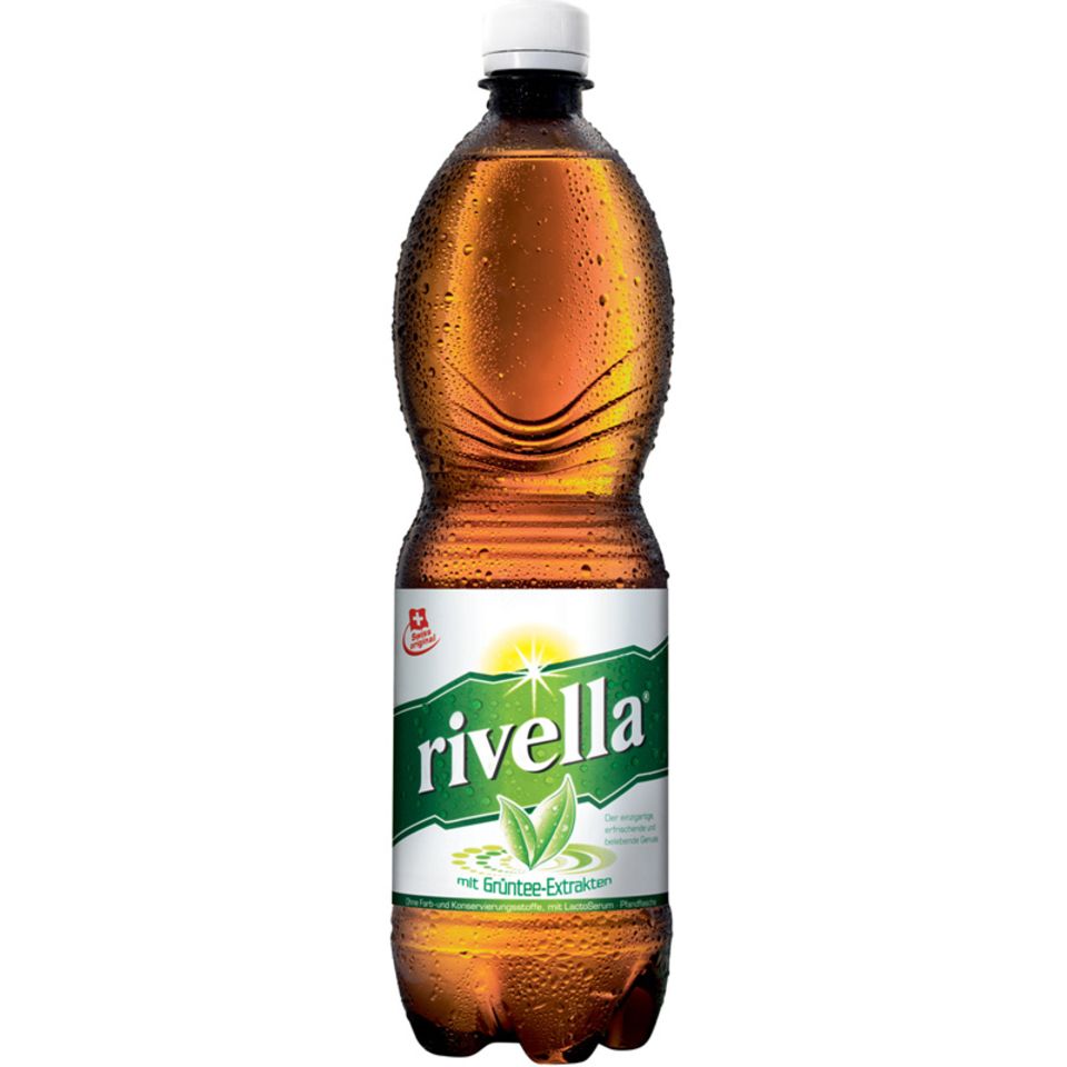 Rivella Grün wird mit Grüntee-Extrakten angereichert Rivella Grün wird mit Grüntee-Extrakten angereichert