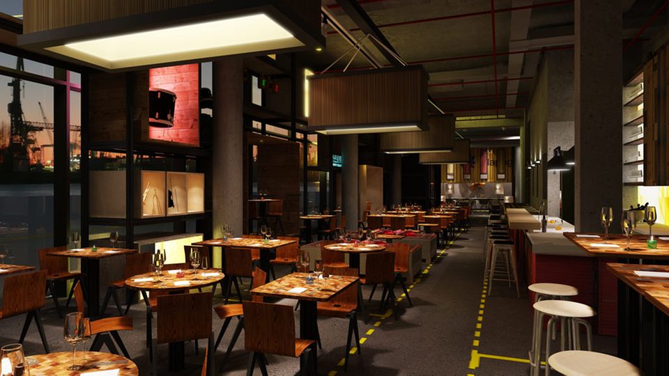 Das Restaurant HEIMAT Küche + Bar liegt direkt am Hamburger Hafen Das Restaurant HEIMAT Küche + Bar liegt direkt am Hamburger Hafen