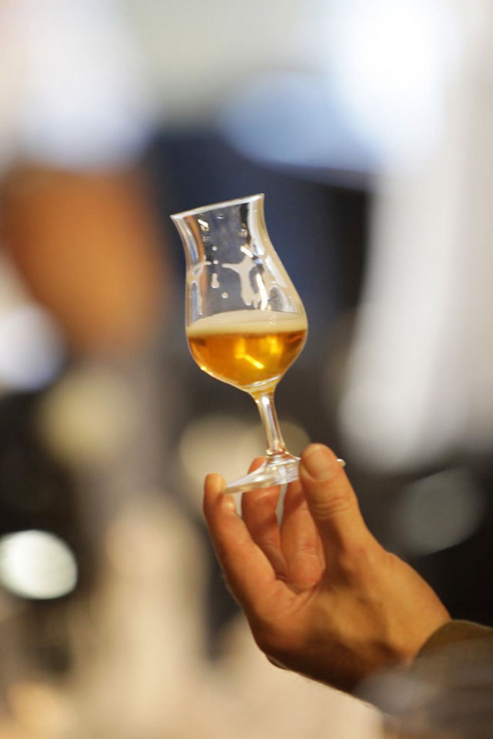 Farbe, Glanz und Schaum werden bei der Bierverkostung begutachtet Farbe, Glanz und Schaum werden bei der Bierverkostung begutachtet