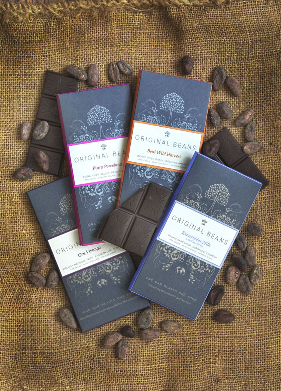 Momentan gibt es vier Sorten von Original Beans Schokolade Momentan gibt es vier Sorten von Original Beans Schokolade