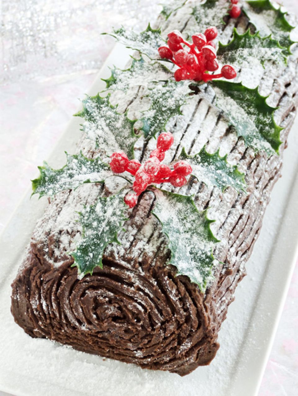 Essbarer Holzscheit: Bûche de Noël Essbarer Holzscheit: Bûche de Noël