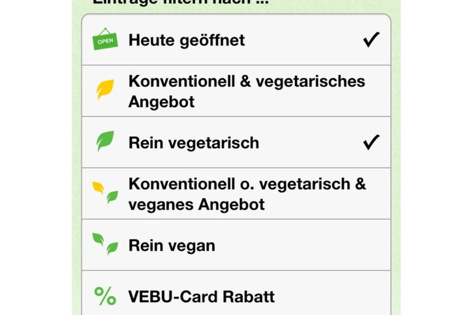 Restaurantfinder für Vegetarier und Veganer: VEBU-App Restaurantfinder für Vegetarier und Veganer: VEBU-App