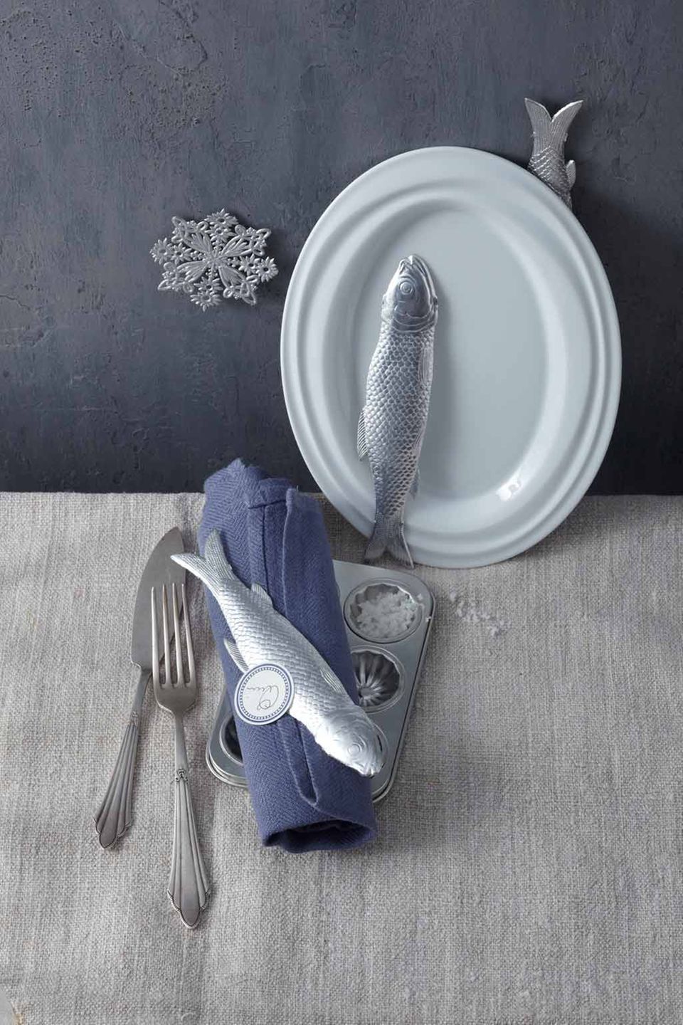 Tischdeko fürs Weihnachtsmenü mit Fisch Tischdeko fürs Weihnachtsmenü mit Fisch