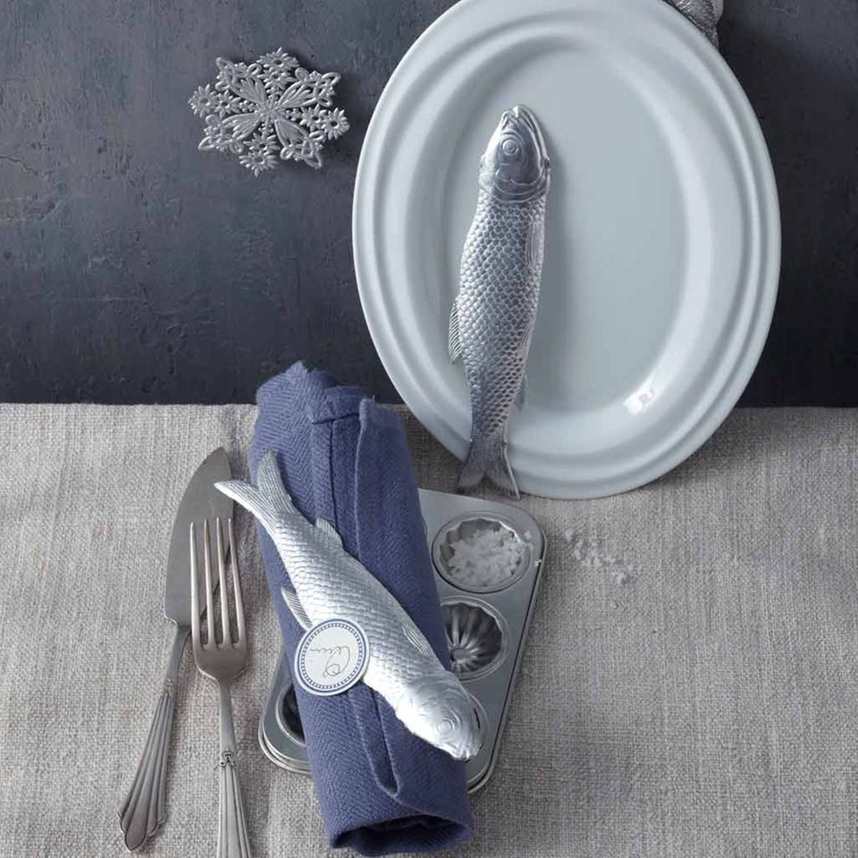 Tischdeko fürs Weihnachtsmenü mit Fisch
