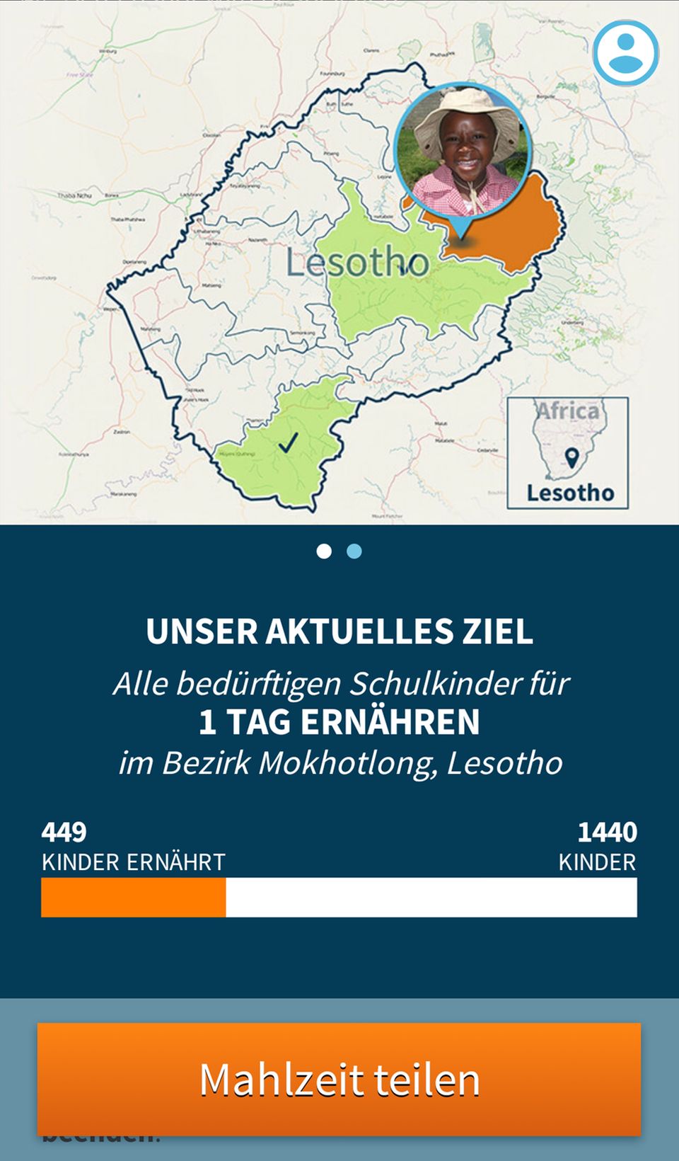 In Lesotho werden Schulkinder mit "Share The Meal"-Mitteln mit Essen versorgt In Lesotho werden Schulkinder mit "Share The Meal"-Mitteln mit Essen versorgt
