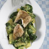 Fisch mit Curry-Mangold