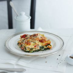 Kürbis-Spinat-Lasagne mit Ziegenkäse-Béchamel