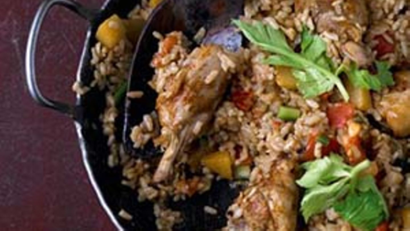 Paella mit Maispoulardenkeulen Rezept