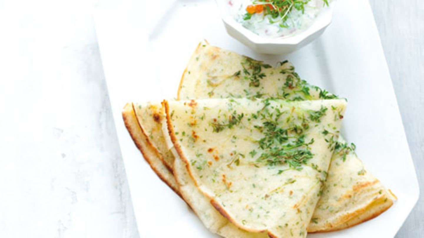 Kresse-Crêpes mit Quark-Dip Rezept