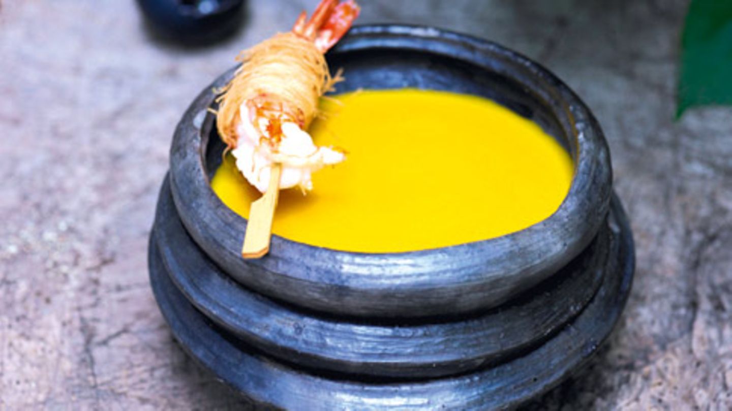 Kürbissuppe mit Garnelen Rezept