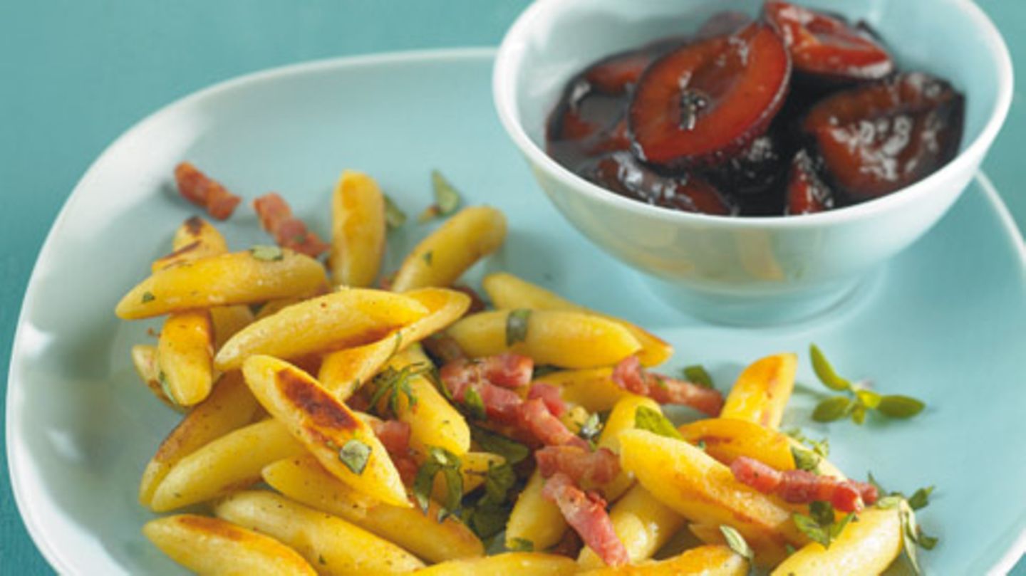 Schupfnudeln mit Speck und Zwetschgen Rezept