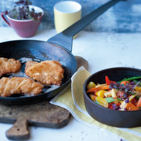 Schnitzel mit Wok-Gemüse