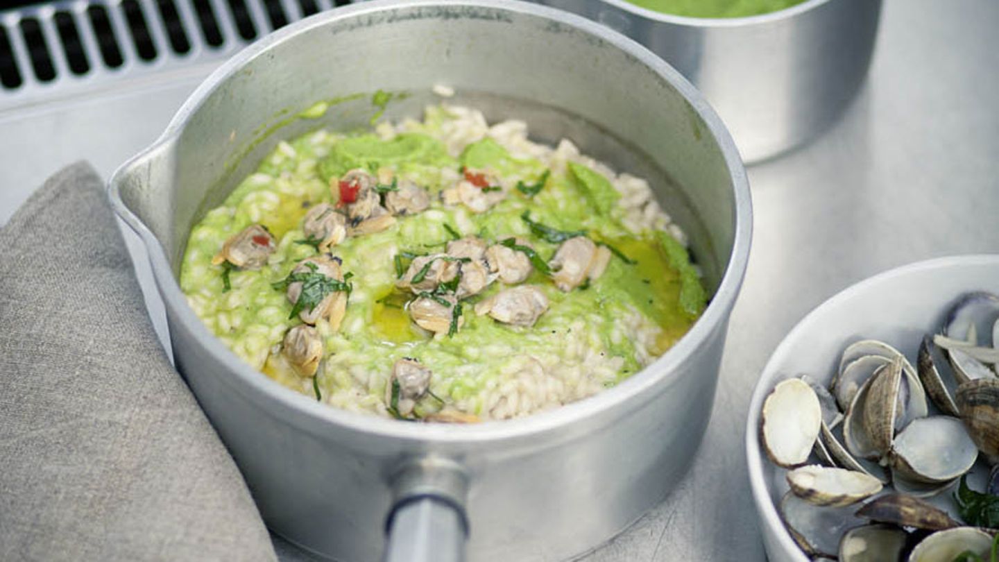 Risotto mit Erbsen und Wasabi Rezept