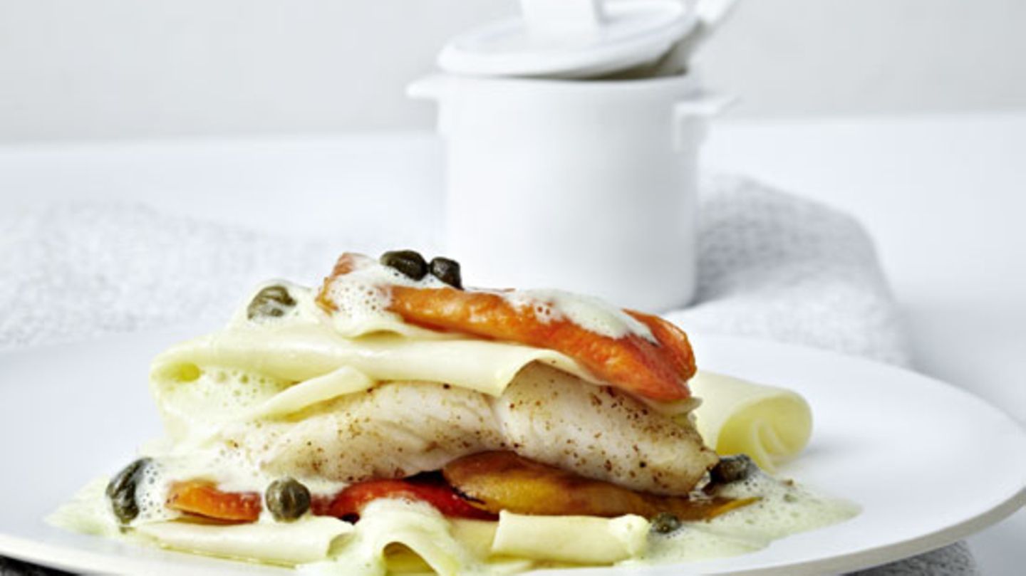 Lasagne mit Paprika und Steinbutt Rezept