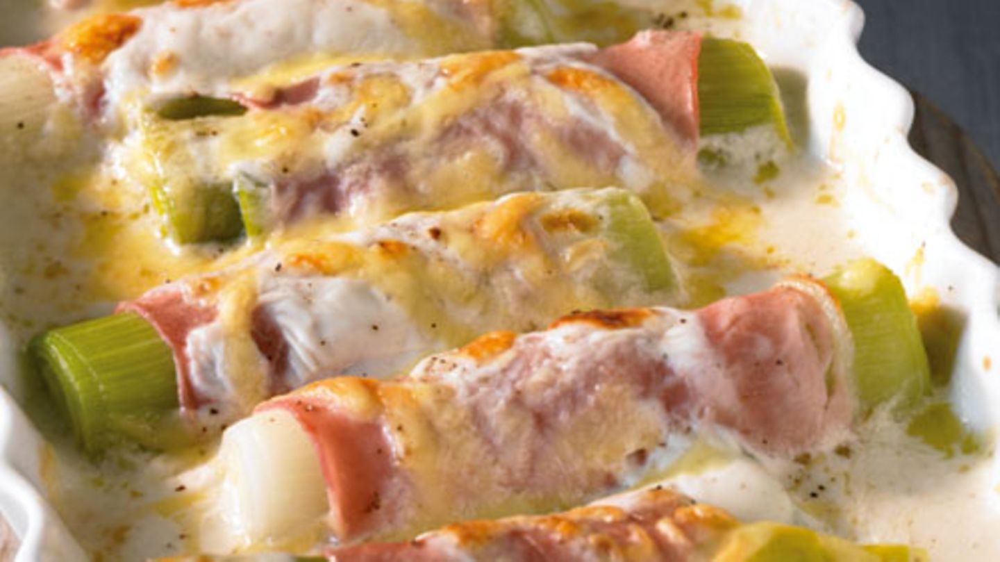 Überbackener Lauch mit Schinken Rezept