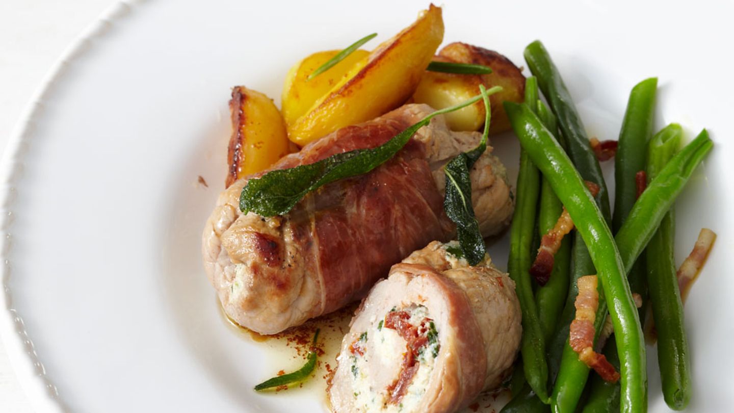 Kalbsröllchen mit Bohnengemüse Rezept