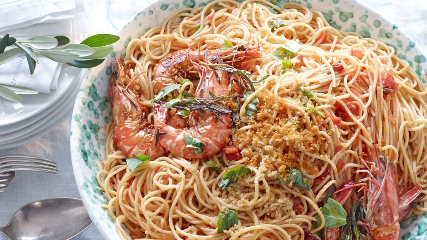 Spaghetti mit Garnelen Rezept - [ESSEN UND TRINKEN]