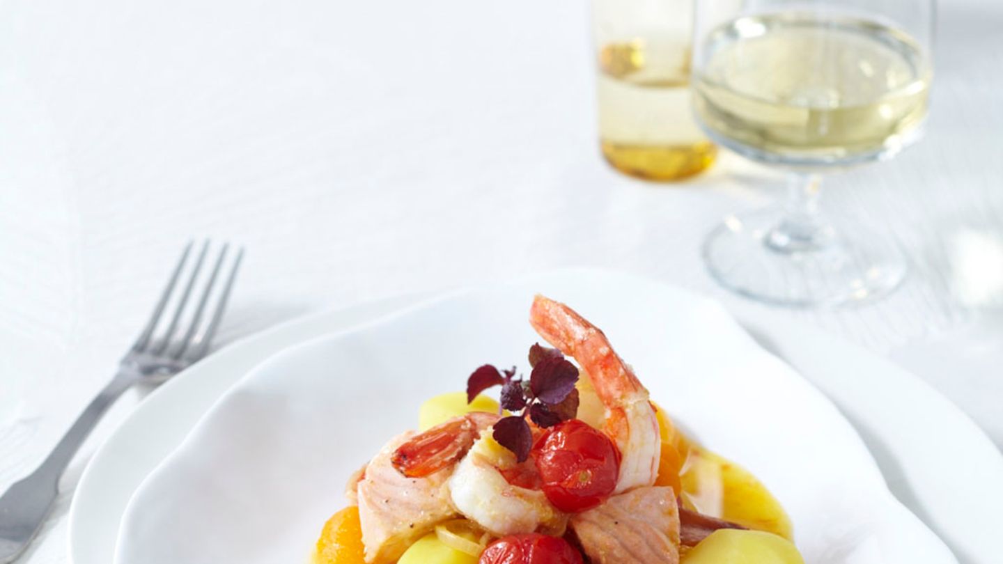 Lachs-Garnelen-Pfanne Rezept