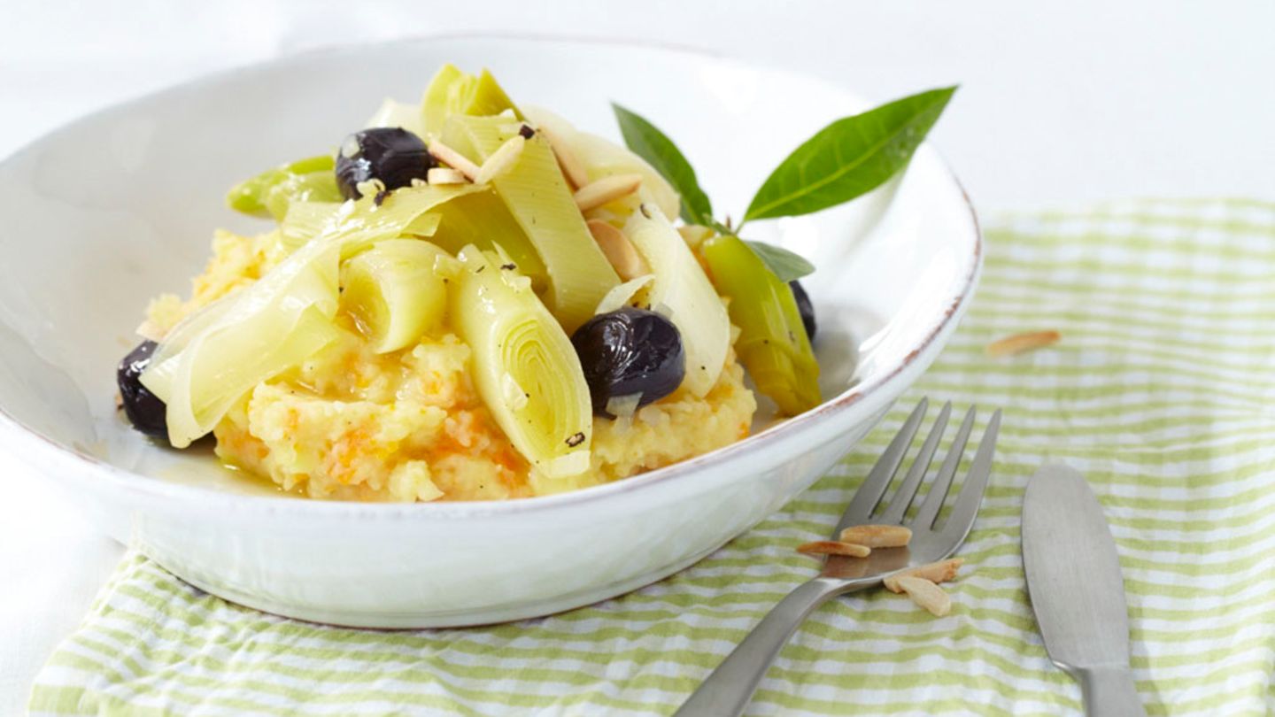 Geschmorter Lauch mit Kartoffelstampf Rezept