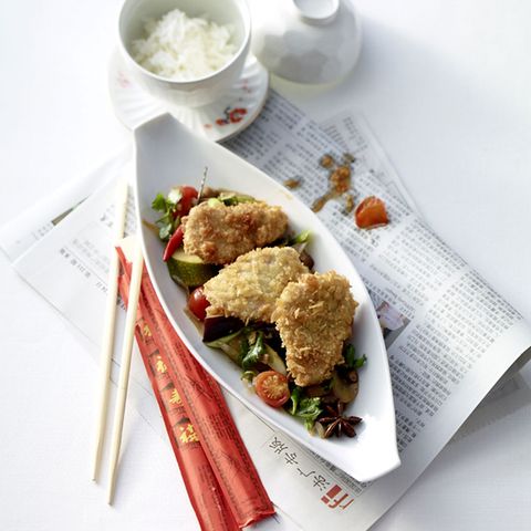 Knusperschnitzel mit Asia-Ratatouille