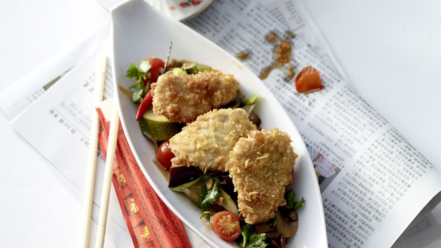 Knusperschnitzel mit Asia-Ratatouille Rezept