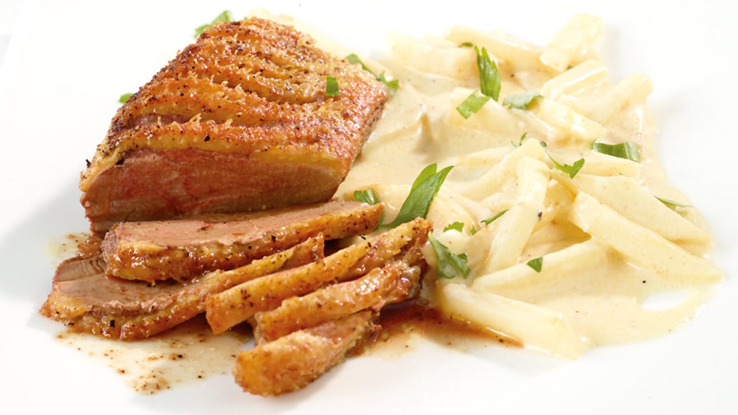 Entenbrust mit Rahmsellerie Rezept