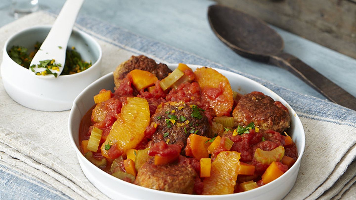 Safran-Hackbällchen mit Orangen-Gremolata Rezept
