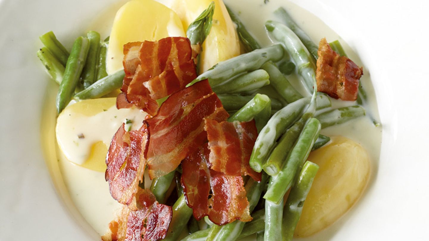 Béchamelbohnen mit Speck Rezept