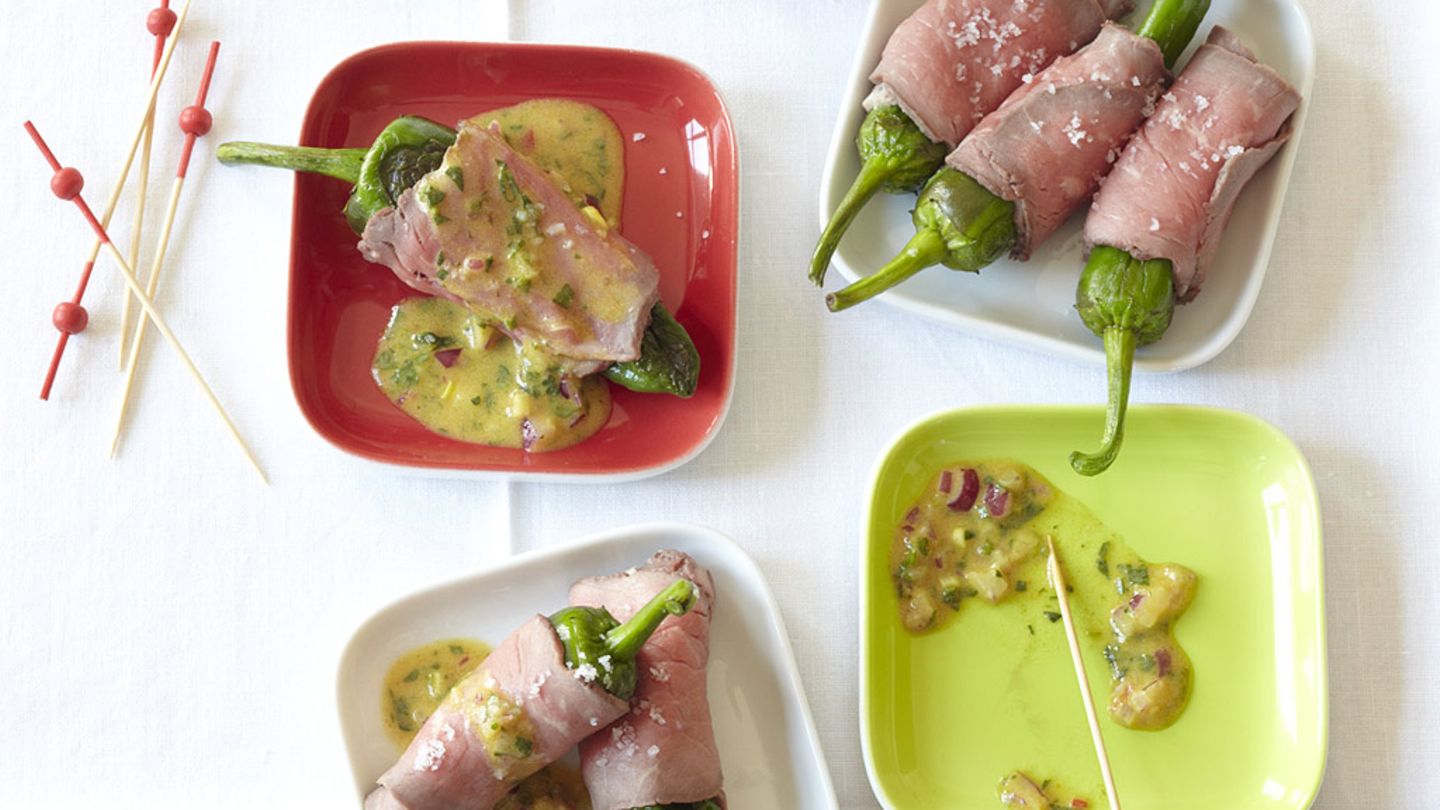 Roastbeef-Röllchen mit Senf-Dressing Rezept