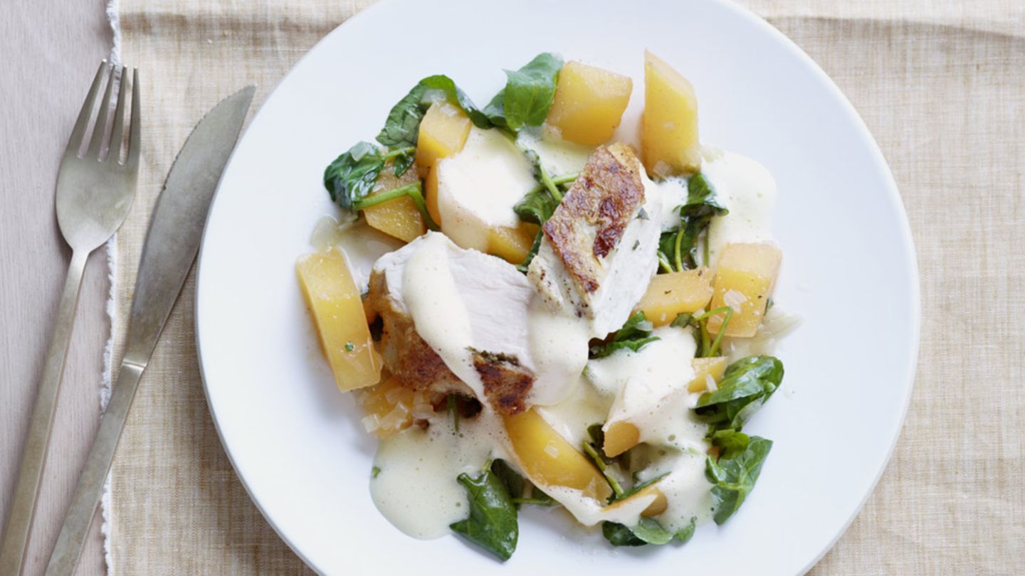 Hähnchenbrust mit Olivenöl-Sabayon Rezept