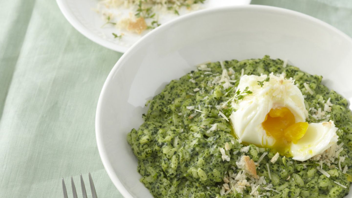 Brunnenkresse-Risotto mit pochiertem Ei Rezept