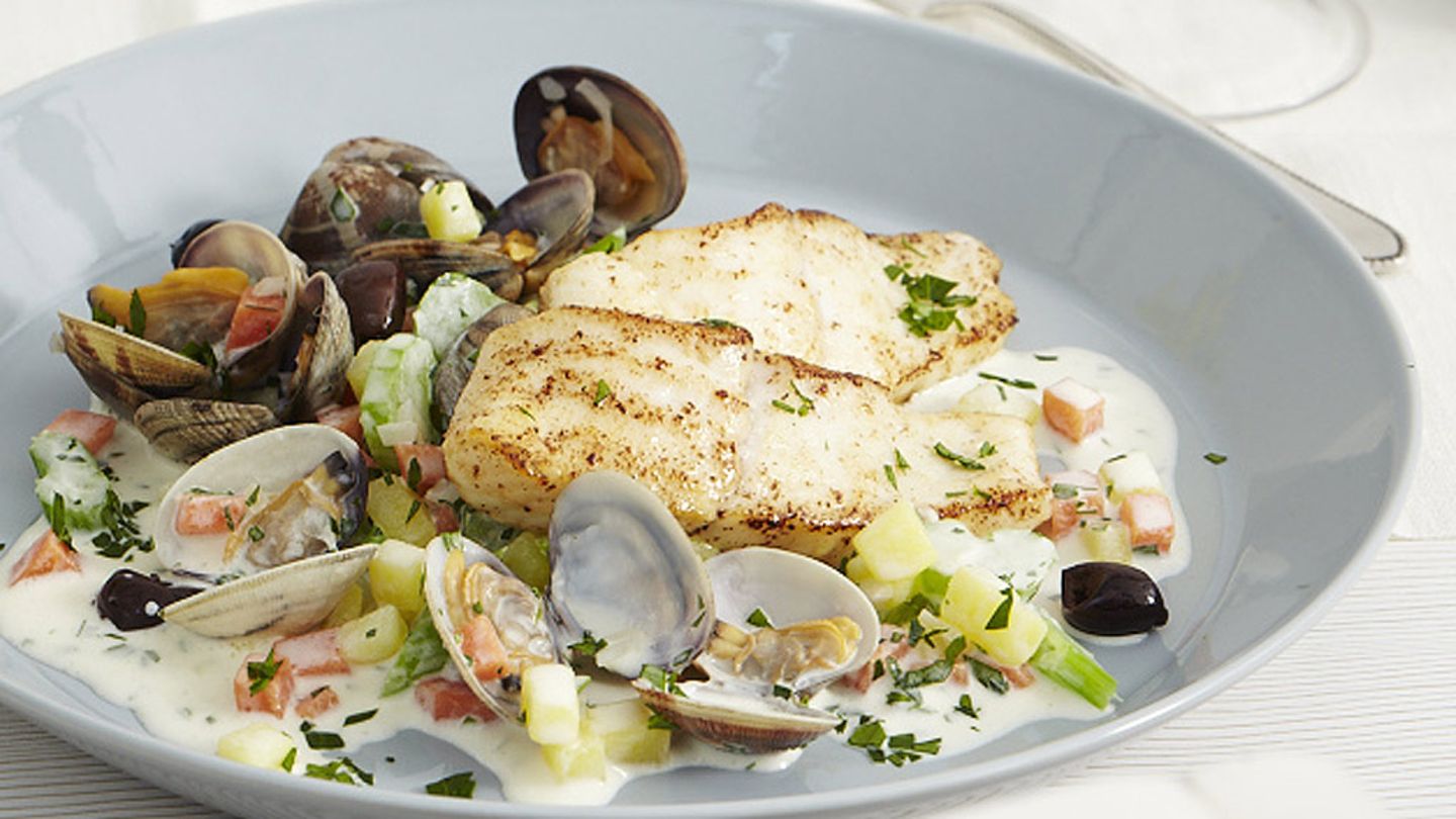 Steinbutt mit Venusmuscheln Rezept