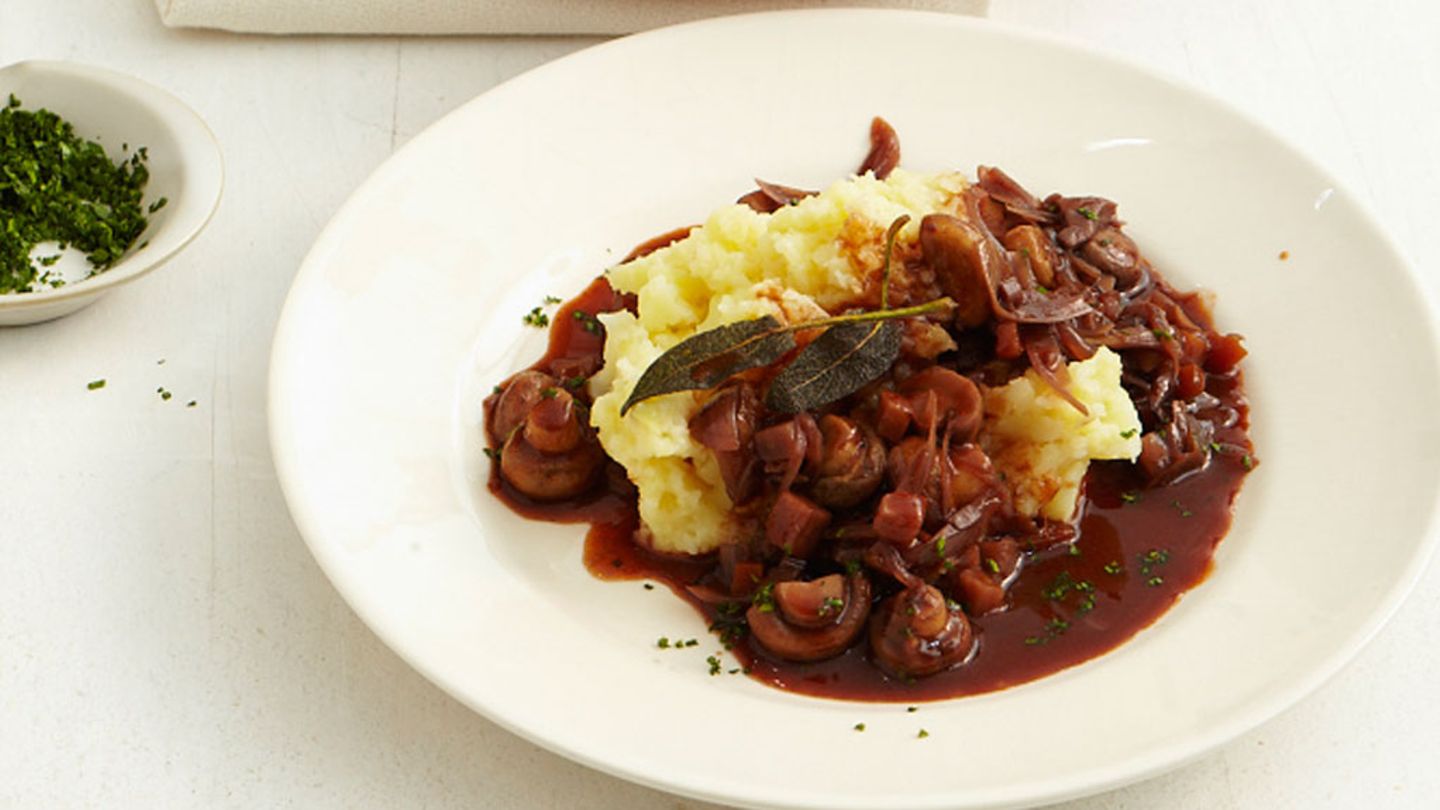 Kartoffelstampf mit Schalotten-Portwein-Sauce Rezept