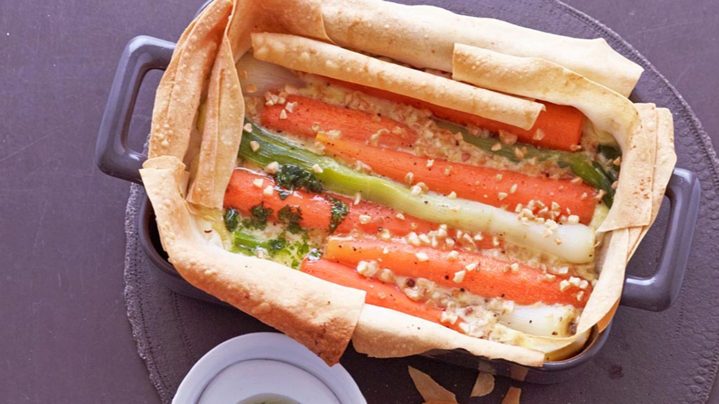 Gratinierte Möhren mit Kerbel-Mandelöl Rezept