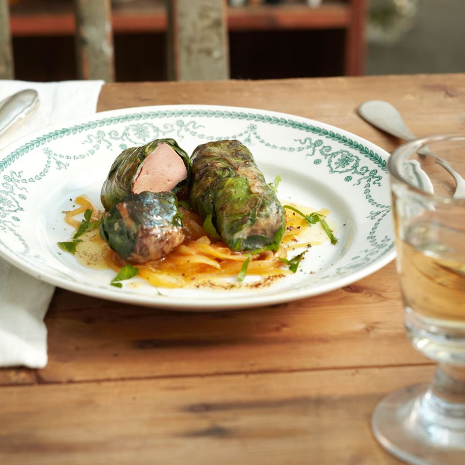 Kalbsleber Mangold Packchen Rezept Essen Und Trinken