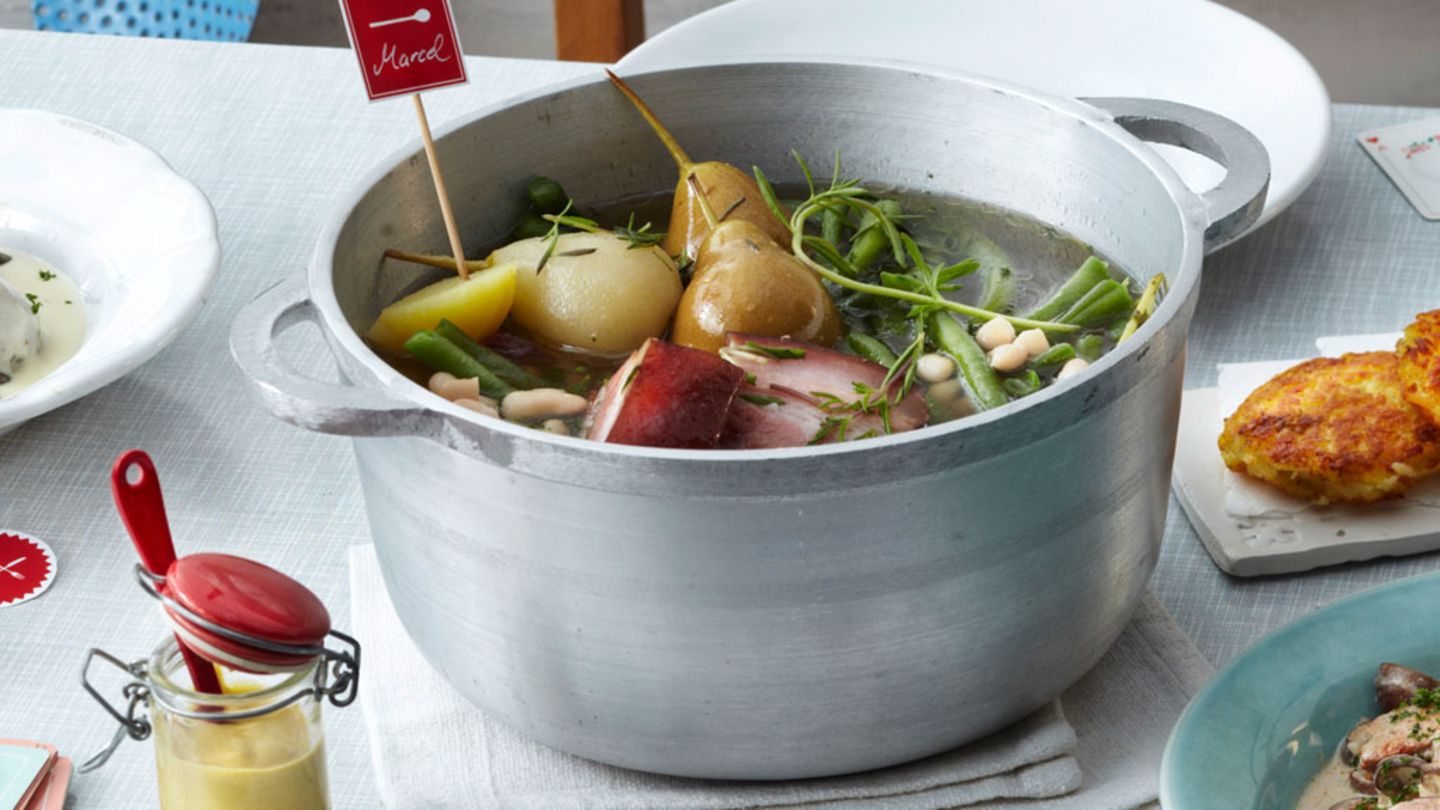 Birnen, zweierlei Bohnen und Speck Rezept