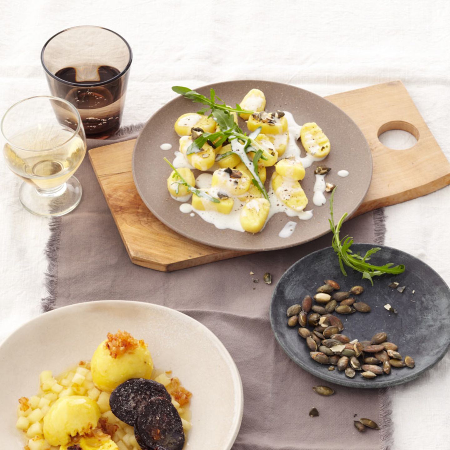 Kartoffelnocken mit Stilton und Rauke
