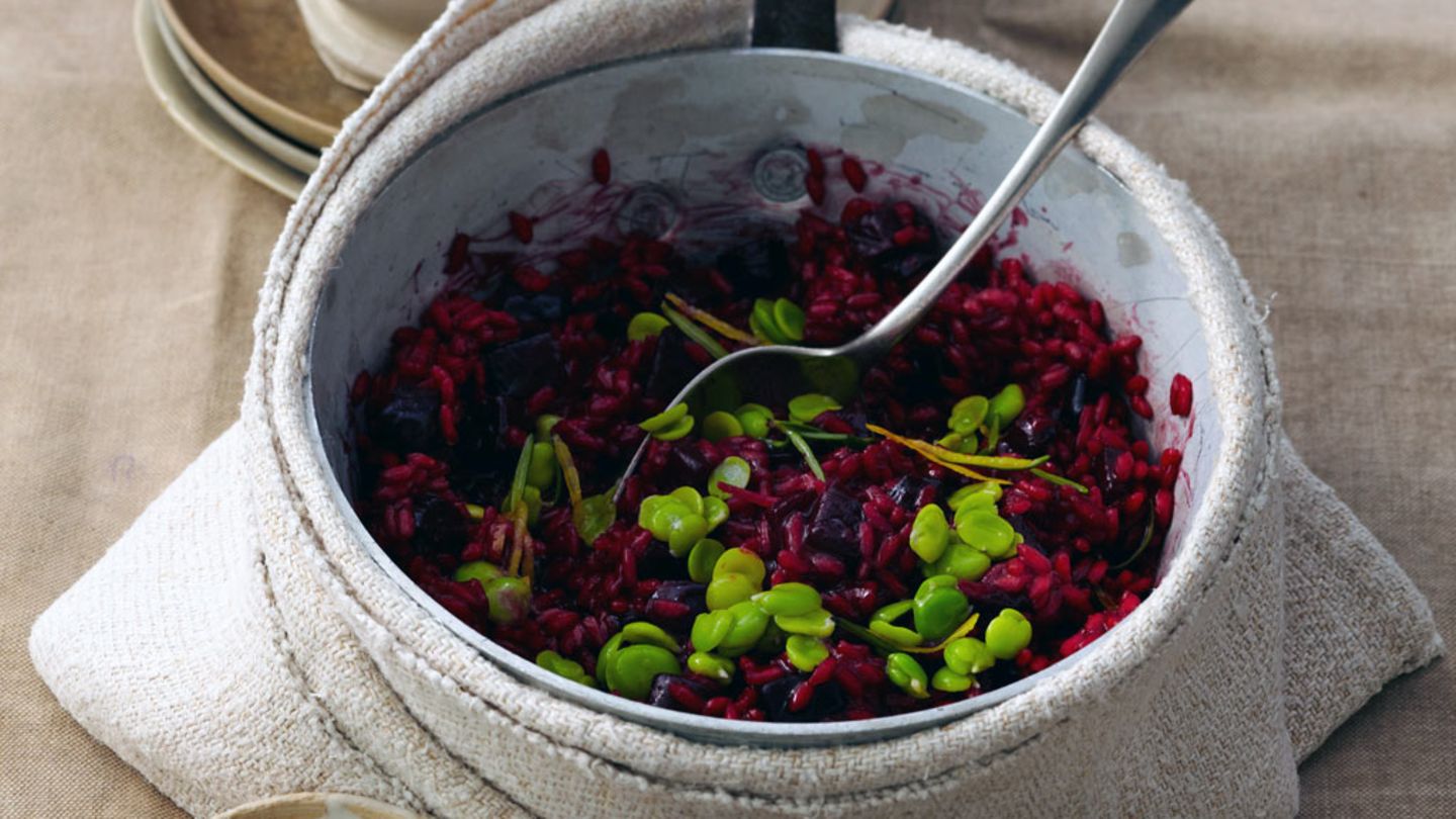Rote-Bete-Risotto mit Rosmarin-Zitronen-Öl Rezept
