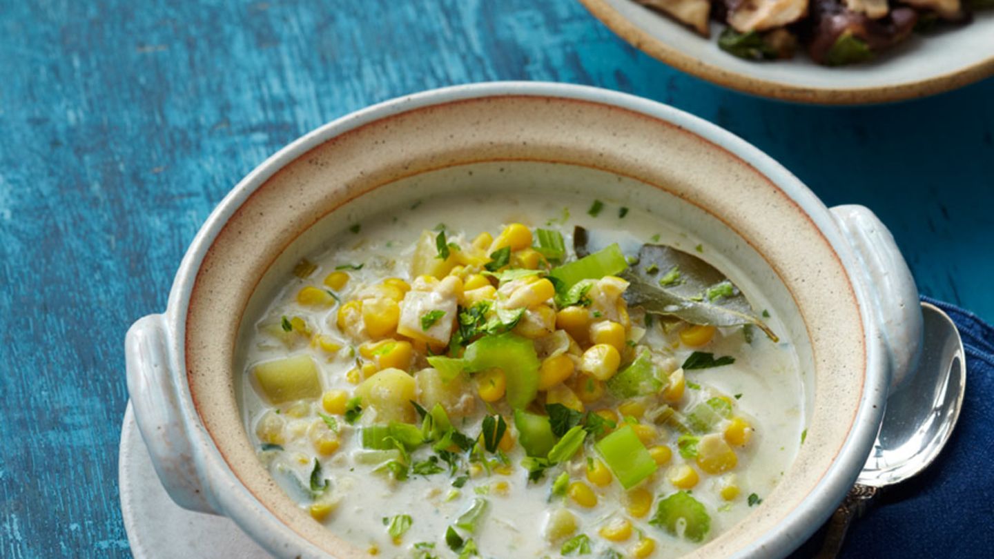Mais-Kartoffel-Eintopf mit Salbei-Pilzen Rezept
