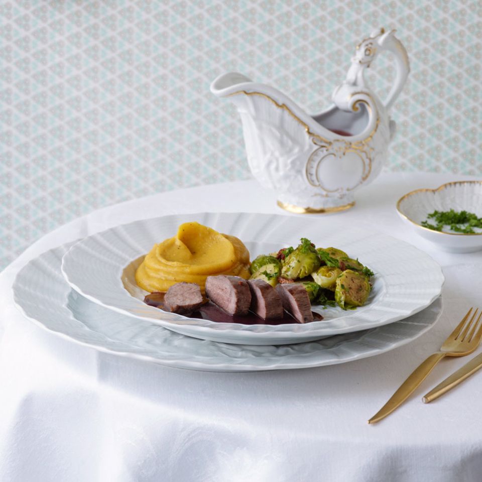Sauerbraten von der Ente mit Kürbis-Pastinaken-Püree