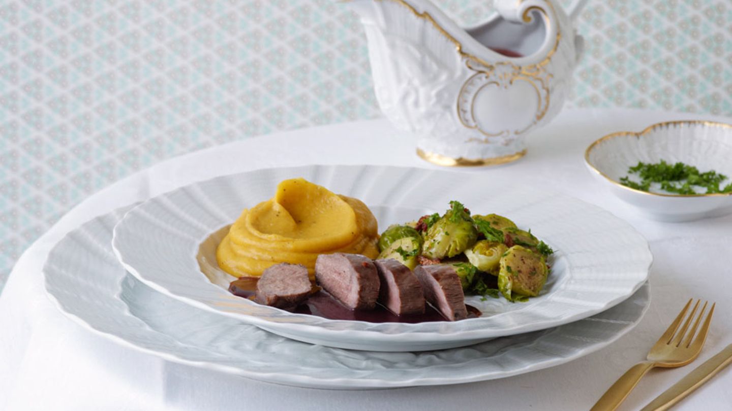 Sauerbraten von der Ente mit Kürbis-Pastinaken-Püree Rezept