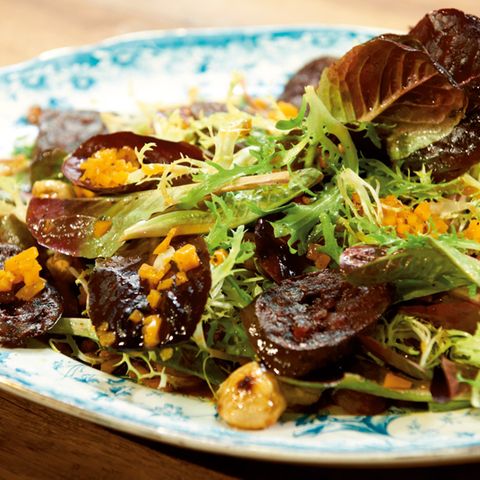 Salat mit Kürbis-Vinaigrette und Maronen