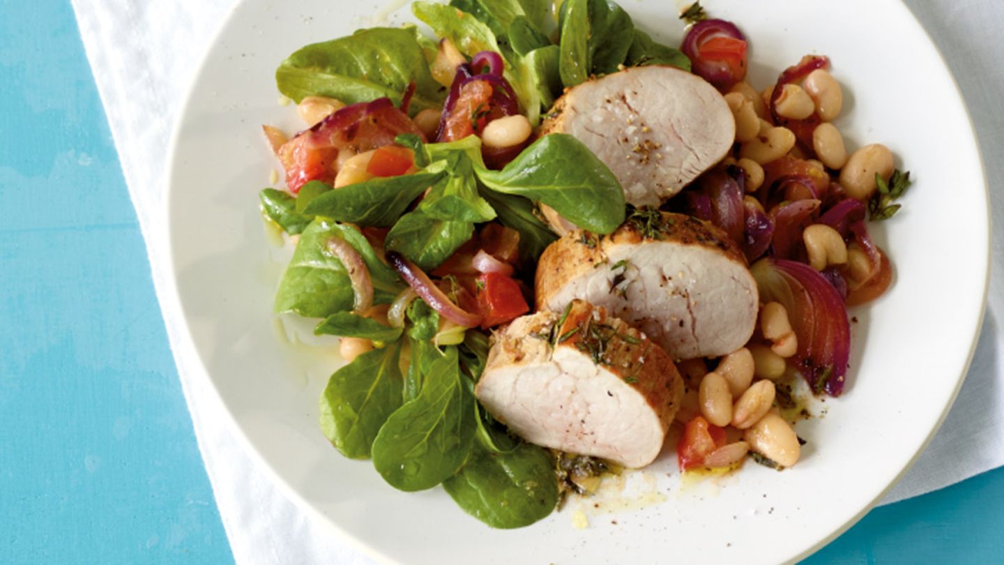 Schweinefilet mit Bohnensalat Rezept